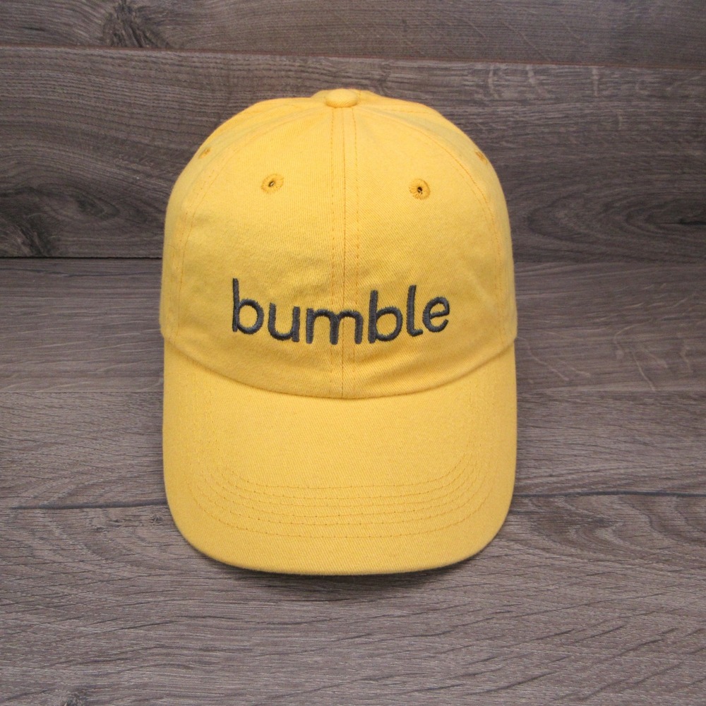 Bumble Hat Cap Mens Strap Back Yellow Tech Promo Dating App Streetwear Gorpcore